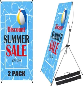 Display Banner with X Banner Stand Plastic Fiberglass Floor Standing