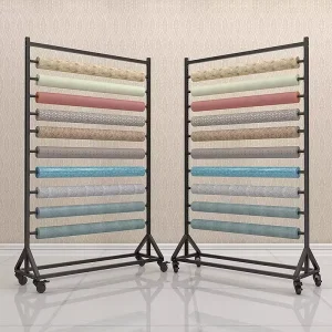 Display Stand with Wheels Suitable for Pushing Used for Displaying Textile Fabrics Carpets Tablecloths and Leather Rolls