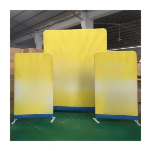 Door-Shaped Aluminum Frame Tension Fabric Display Banner Stand with Custom Thermal Sublimation Printing for Trade Shows