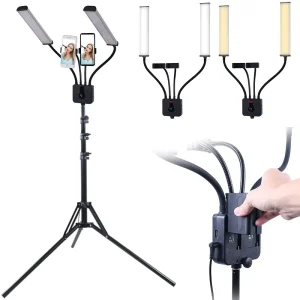 Double-Arm LED Fill Light with LCD Screen for Photo Studio and Live Broadcast