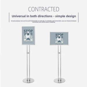 Double-Bar Aluminum Guide Sign Floor Display Stand with A3 and A4 Sign Holders