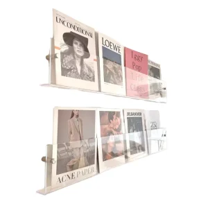 Double-Layer Wall-Mounted Clear Acrylic Magazine and Brochure Holder for Children’s Picture Books