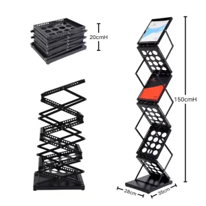Double-Sided A4 Collapsible Metal File Organizer and Brochure Display Stand