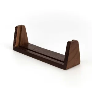 Double-Sided Acrylic Display Stand with Solid Wood Base and Menu or Advertising Card Holder