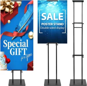 Double-Sided Adjustable Pedestal Poster Sign Stand Height up to 80 Inches