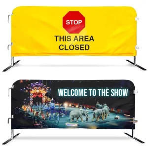 Double Sided Crowd Control Barrier Cover Polyester Fabric Barricade Covers for Business