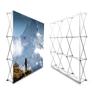 Double-Sided Custom Printed Tension Fabric Pop-Up Display Stand Aluminum Backdrop Frame