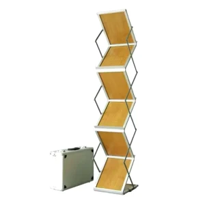 Double Sided Foldable Brochure Rack 6 Tier A4 Literature Stand with Aluminum Case
