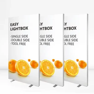 Double-Sided Hanging Illuminated Aluminum Poster Frame Stand Modern Style Digital Printing Floor Display
