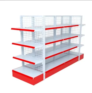 Double-Sided Heavy-Duty Wire Grid Gondola Shelving with Backboard