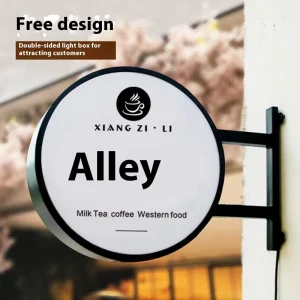 Double-Sided Indoor LED Advertising Light Box, Suspended Aluminum Shop Sign