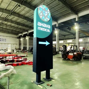 Double-Sided Outdoor LED Illuminated Wayfinding Pylon Sign for Hospitals and Malls