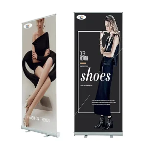 Double Sided Retractable Aluminum Roll Up Banner Stand Advertising Backdrop Display Rack