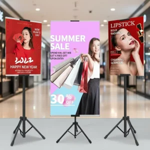 Double-Sided Tripod Poster Stand Floor Poster Board Holder Retractable Banner Stand Outdoor Sign Holder
