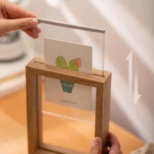 Double-Sided Wooden Photo Frame with Real Glass, 6 x 8 in, for Calligraphy, Paintings, and Leaf Specimens