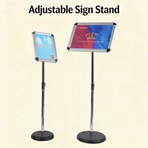 Durable Aluminum & Steel Floor Sign Holder with A3/A4 Size