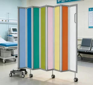 Durable Hospital Ward Partition Screen with Aluminum Frame and Fabric Panels