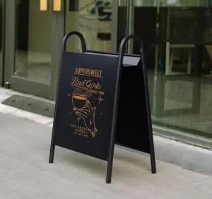 Durable Outdoor A Frame Stainless Steel Foldable Powder Coated Floor Standing Advertising Board for Cafe Restaurant Use Weather