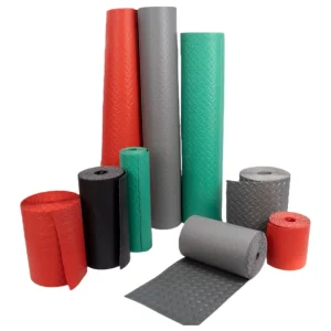 Durable Wear Resistant PVC Anti Slip Floor Mat with Industrial Grade Steel Plate Pattern for Kitchens Bathrooms Garages Gyms