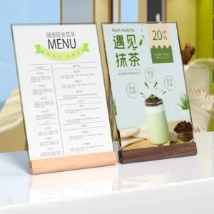 Durable Wooden Desktop Display Stand with Slanted Base for Advertising Certificate Logo Picture Frames in Home Office