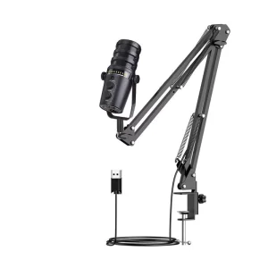 Dynamic-Coil Cardioid Noise-Reduction Microphone for Computer and Mobile Phone with Sound Card for Recording and Live Broadcast