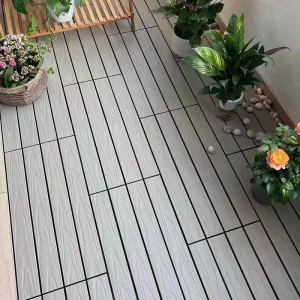 Easy Click WPC Wood Plastic Composite Exterior Decking Tiles Anti Slip Waterproof DIY Interlocking Outdoor Floor Tiles