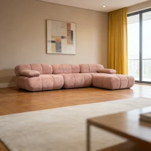 Easy Storage L Shape Modules Lavender Pink Velvet Upholstered Compressed Modern Sectional Sofa European Luxury Modular