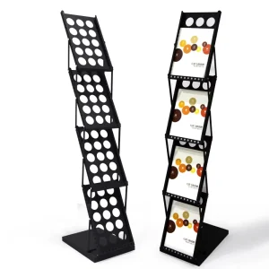 Easy to Set Up Iron Black Brochure Stand Practical Display Rack