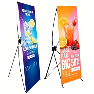 Eco-Friendly Aluminum Single-Sided Adjustable Freestanding Tripod X Banner Display Stand Weatherproof Retractable