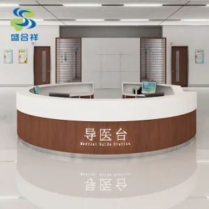 Eco-Friendly Reception Counter Durable Metal Construction for Hospital Office Hotel Supermarket