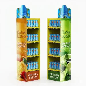 Eco-Friendly Tiered Paper Beverage Display Rack Custom Printed Cardboard Drink Display Stand for Juice and Soda Bottles