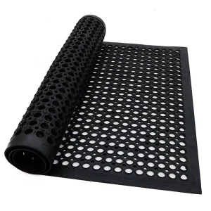 Eco-Friendly Weatherproof Anti-Slip Rubber Flooring Mat with Drainage Holes and Animal Print for Industrial Kitchens and Workshops