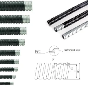 Electrical Flex Pipe 1 2 3 4 1 1 1 2 2 Inch PVC Coated Flexible Hose Corrugated Wire Pipe Metal Conduit Black