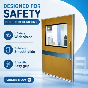 Electrically Powered Steel Side opening Double leaf Sliding Doors Modern for Interior Use Hospital Laboratory Clean Rooms