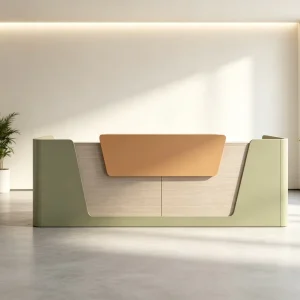 Elegant Curved Reception Desk Luxury Commercial Front Counter