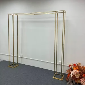 Elegant Gold Plating Iron Metal Frame Screen Wedding Backdrop Arch Stand for Wedding Event Party Decoration