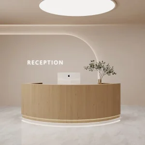 Elegant Store Wooden Reception Counter for Guesthouse Standing Table Reception Counter Front Desk