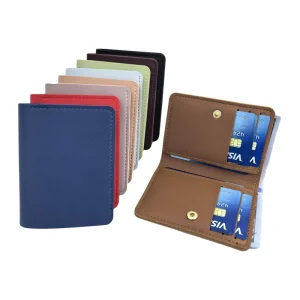 Engraved PU Leather Credit Card Holder Wallet with Custom Laser Logo