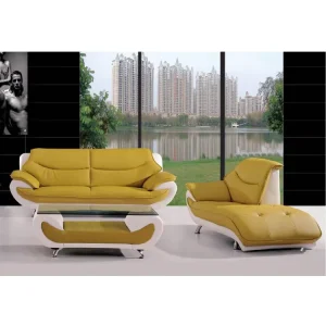 European Convertible Square Leather Sectional Sofa Set for Living Room