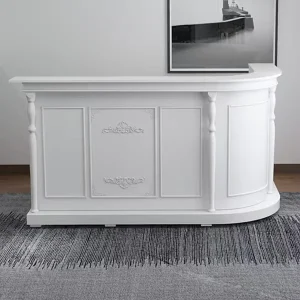 European Retro Arc Reception Counter Commercial Reception Desk for Beauty Salon Spa Barber Shop Clothing Store Photo Studio