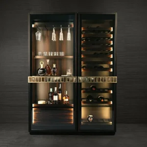 European Style Freestanding Stainless Steel Wine Cabinet with Glass Door