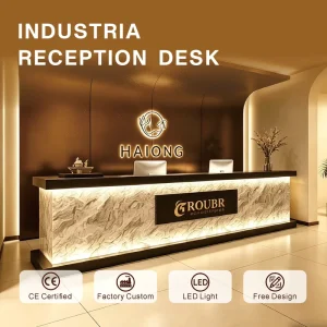 Executive Custom Wood Front Desk for Grand Hotel Lobby Corporate Office Reception Counters Minimalist Modern Design