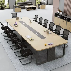 Extendable Wood Conference Training Table and Chair Set