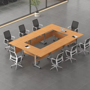 Extendable Wood Mobile Office Conference Meeting Table