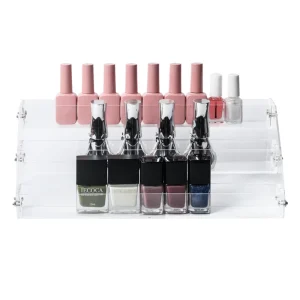 Extended Transparent 2-7 Tier Acrylic Display Rack for Nail Polish, Eyeglasses, Essential Oils, and Makeup