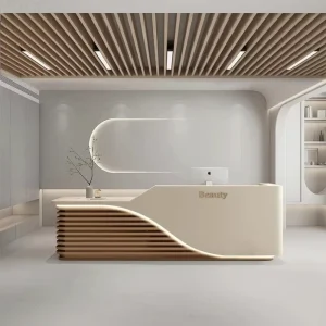 Extra Large Clinic Reception Counter and Wooden Desk with LED Lighting