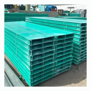 FRP GRP Trough Cable Tray Corrosion Resistant Solid Bottom with Lid