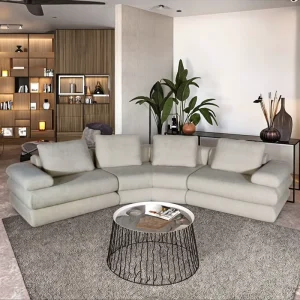 Fabric Modern Modular Corner Sofa Set with Removable Covers for Apartments and Hotels