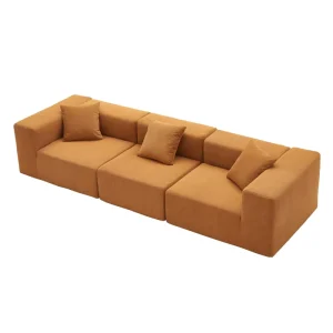 Fabric Modular 3-Seater Sectional Sofa Set with Vacuum Pack Compression