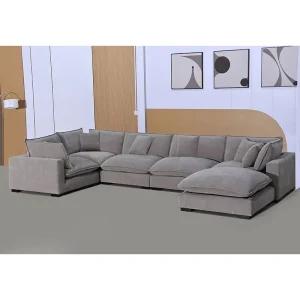 Fabric Modular Living Room Sofa with Multiple Pillows